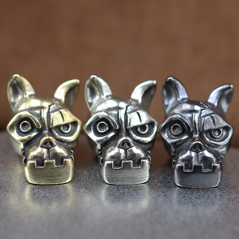 Edc Carry Knife - Bulldog Kafası Pirinç Bıçak Boncuk EDC