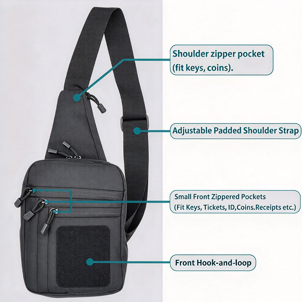 Taktiksel Omuz Çantası, Gizli  - Edc Concealed Carry Sling Bag incelemesi ve fiyatı